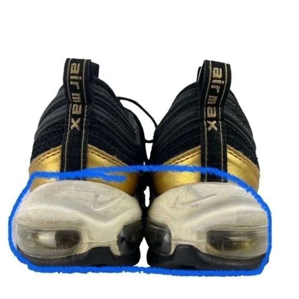 Nike AirMax‎ 97 Shoes Womens 9 Youth 7 Black Metallic Gold Shoes